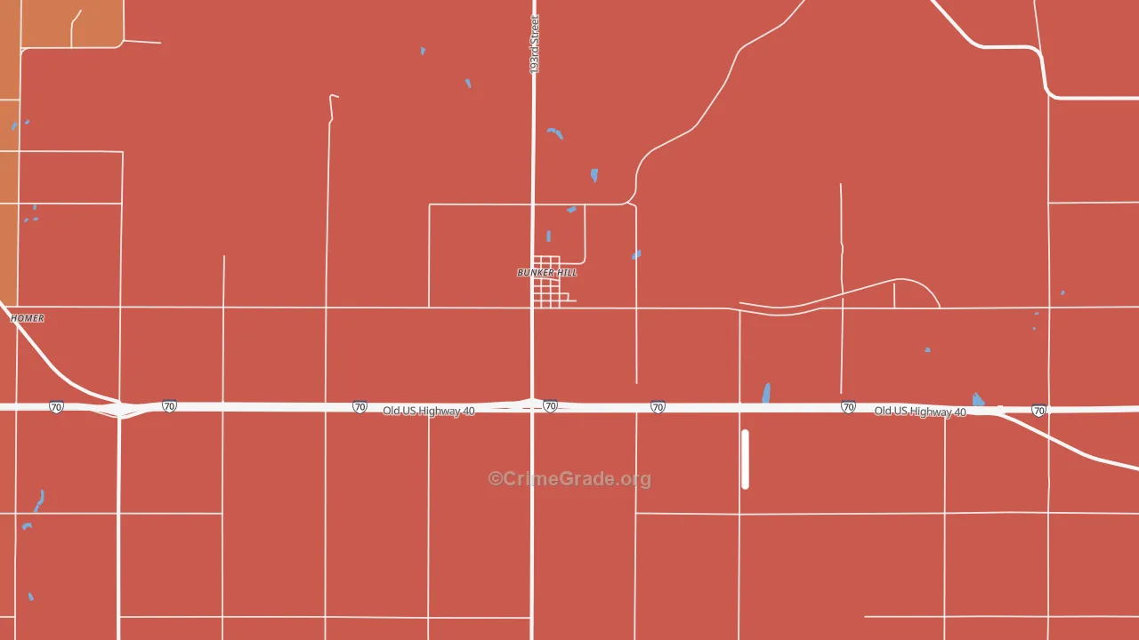 Bunker Hill, KS Map of Robbery Rates