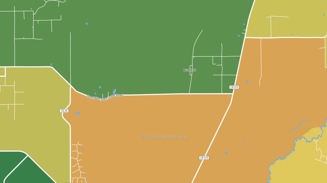 Burbank, FL Map of Robbery Rates