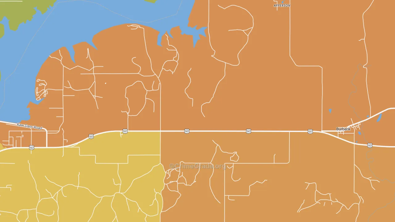 Burbank, OK Map of Robbery Rates
