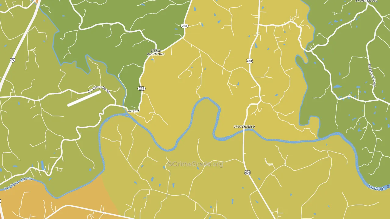 Burch, NC Map of Robbery Rates