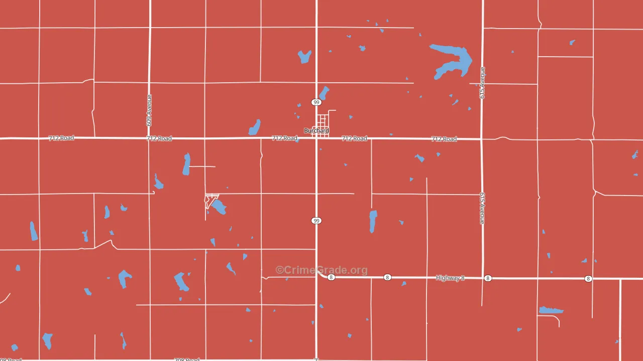 Burchard, NE Map of Robbery Rates