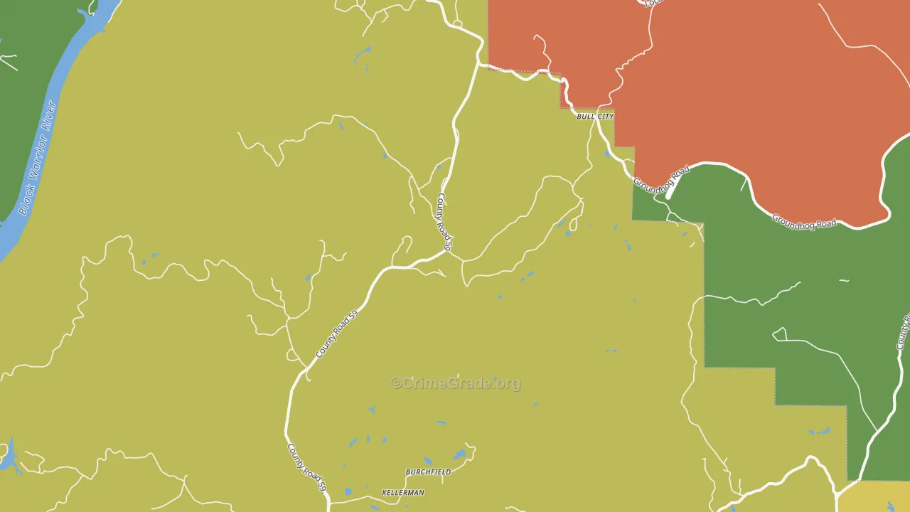 Burchfield, AL Map of Robbery Rates