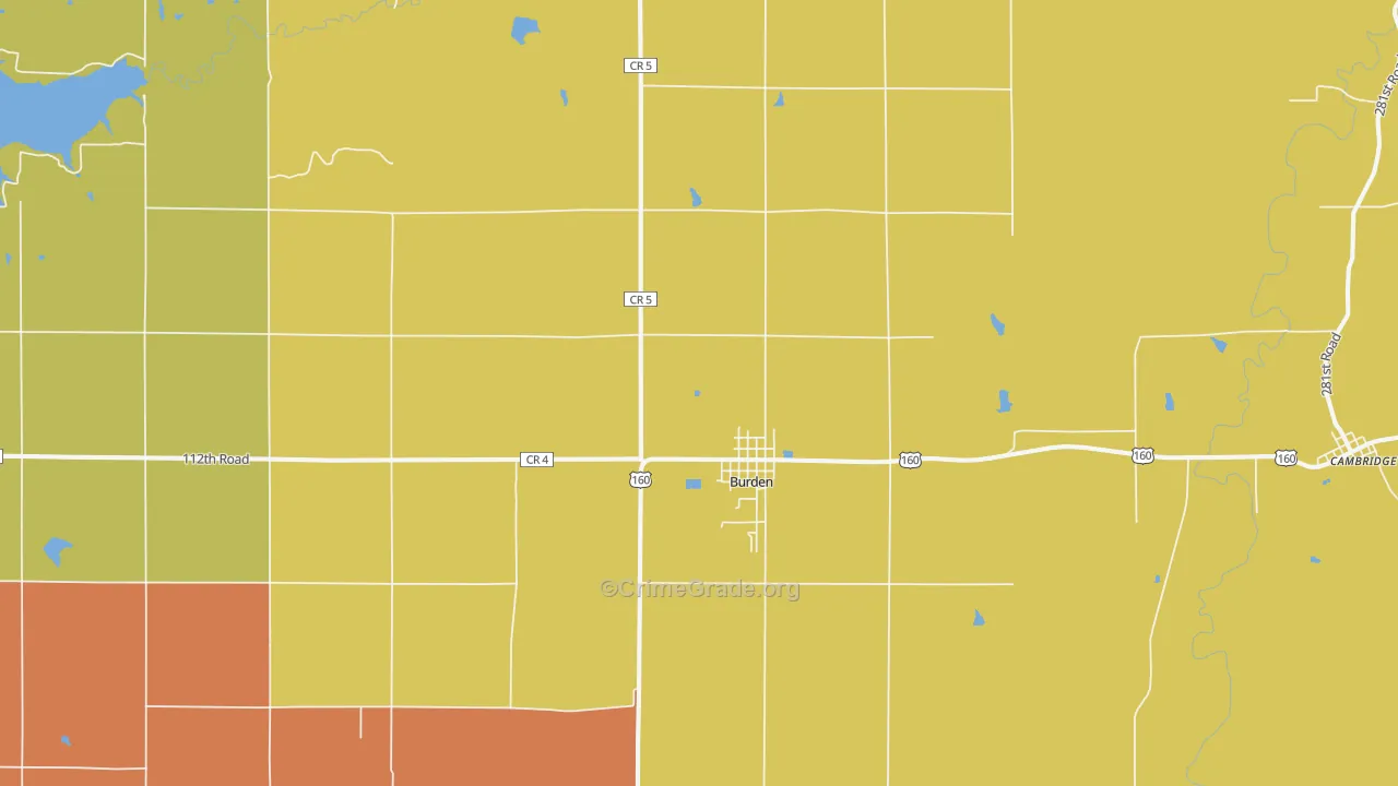 Burden, KS Map of Robbery Rates