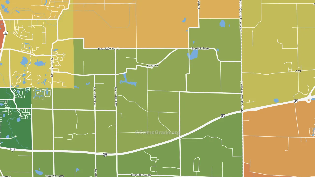 Burdick, IN Map of Robbery Rates
