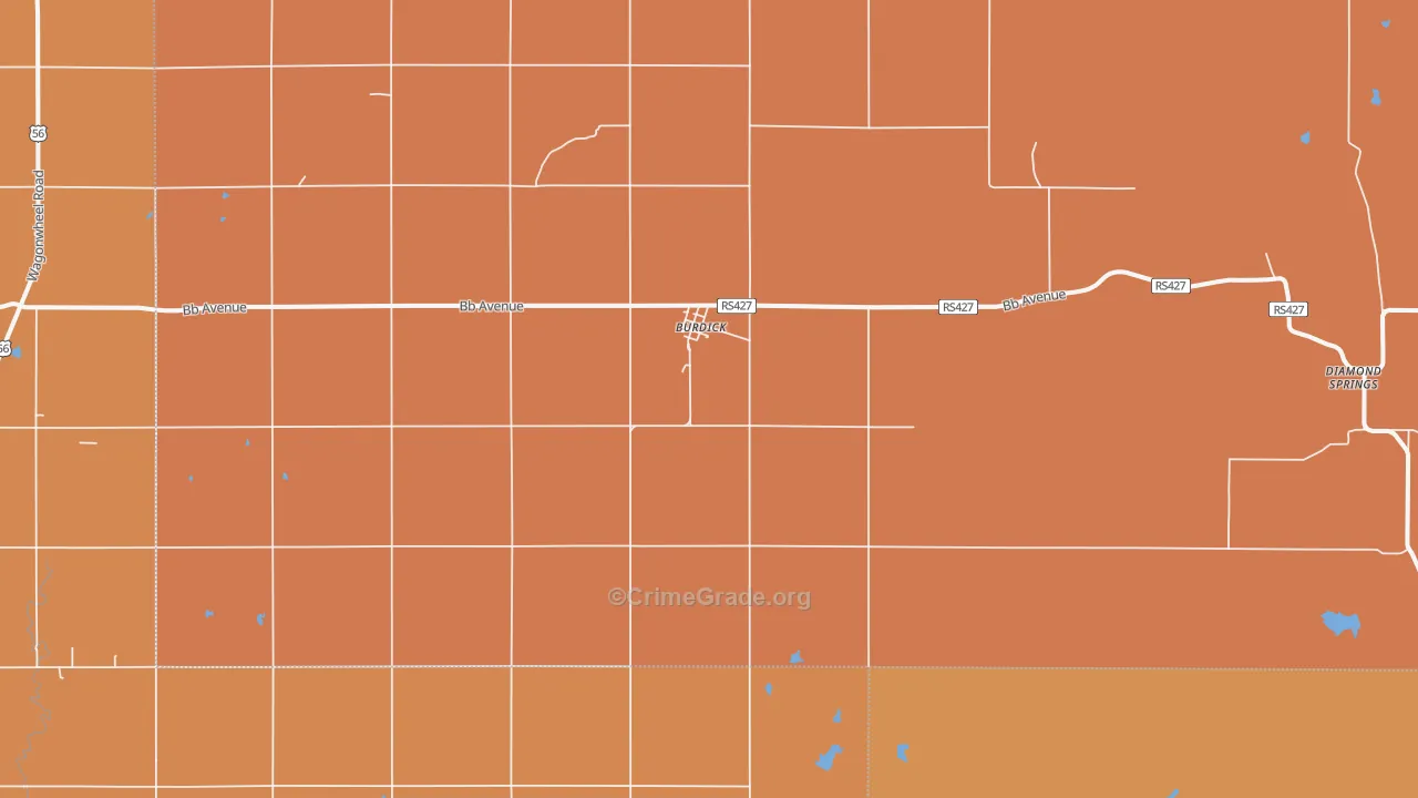 Burdick, KS Map of Robbery Rates