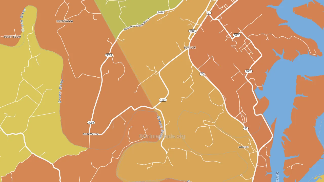 Burdick, KY Map of Robbery Rates
