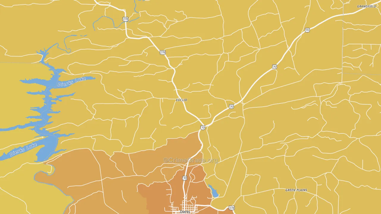 Burg, AR Map of Robbery Rates