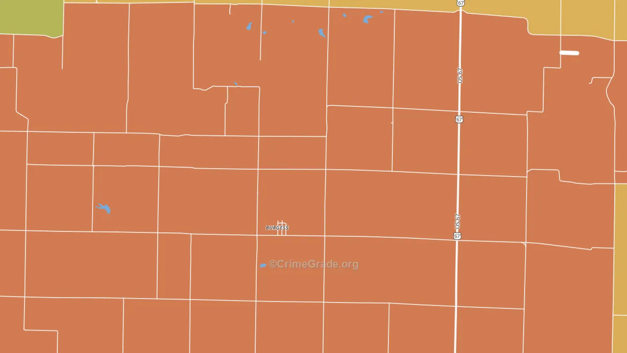 Burgess, IL Map of Robbery Rates