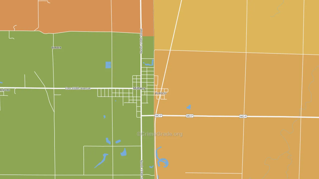 Burgess, MO Map of Robbery Rates