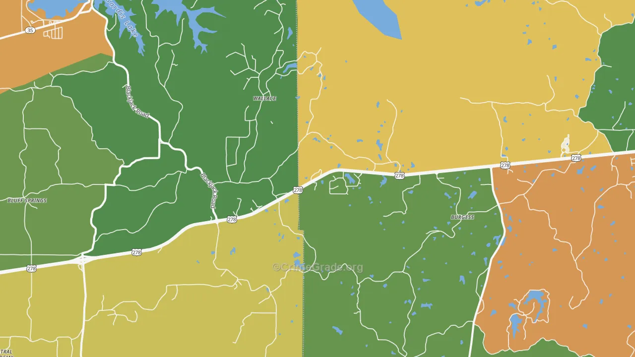 Burgess, MS Map of Robbery Rates