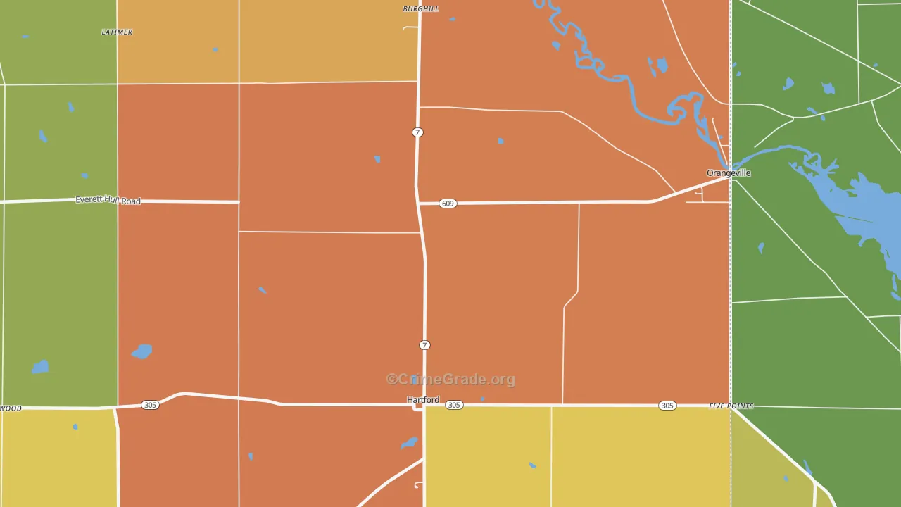 Burghill, OH Map of Robbery Rates