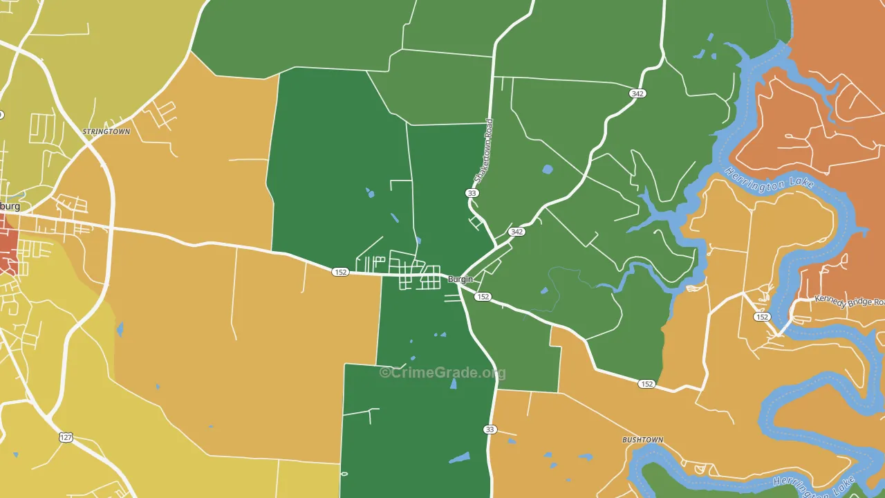 Burgin, KY Map of Robbery Rates