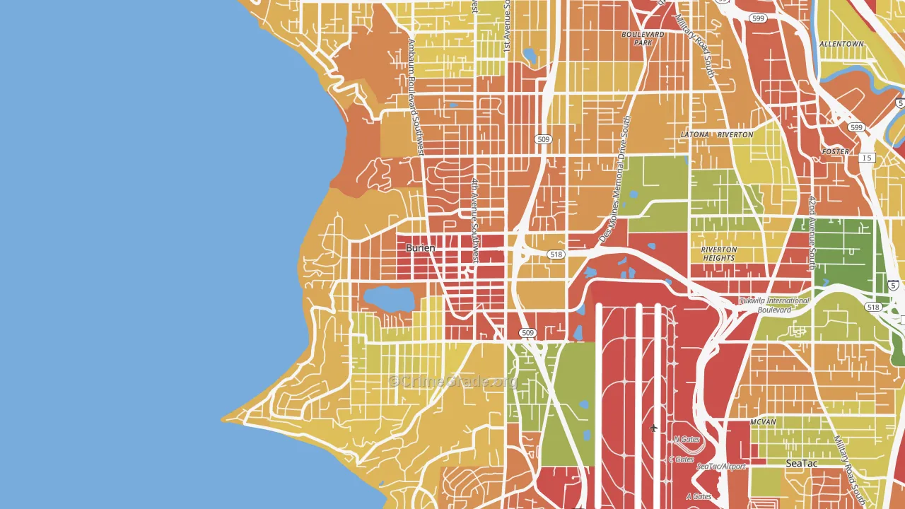 Burien, WA Map of Robbery Rates