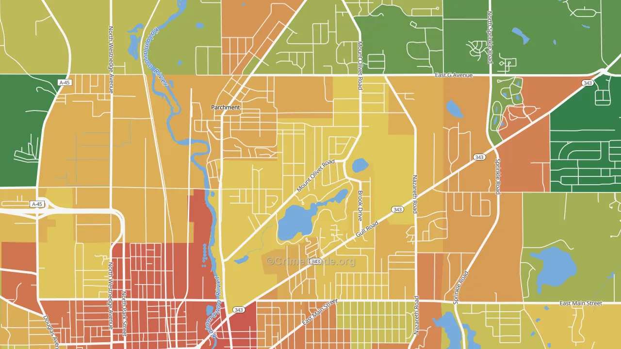Burke Acres, Kalamazoo, MI Map of Robbery Rates