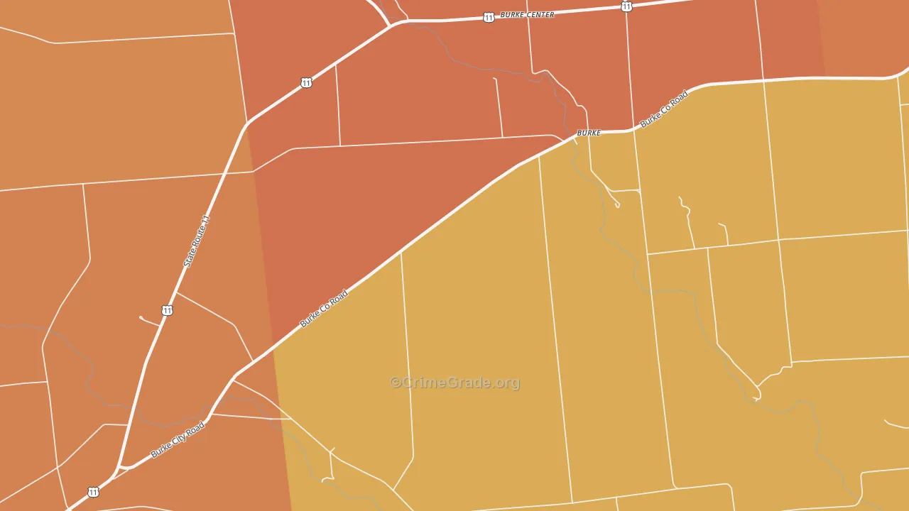 Burke Center, NY Map of Robbery Rates