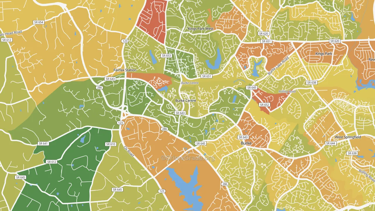 Burke Centre, VA Map of Robbery Rates
