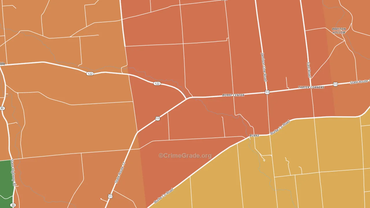 Burke, NY Map of Robbery Rates