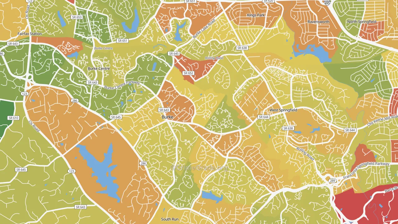 Burke, VA Map of Robbery Rates