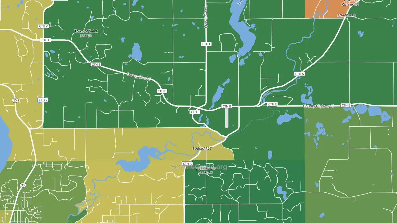 Burkhardt, WI Map of Robbery Rates