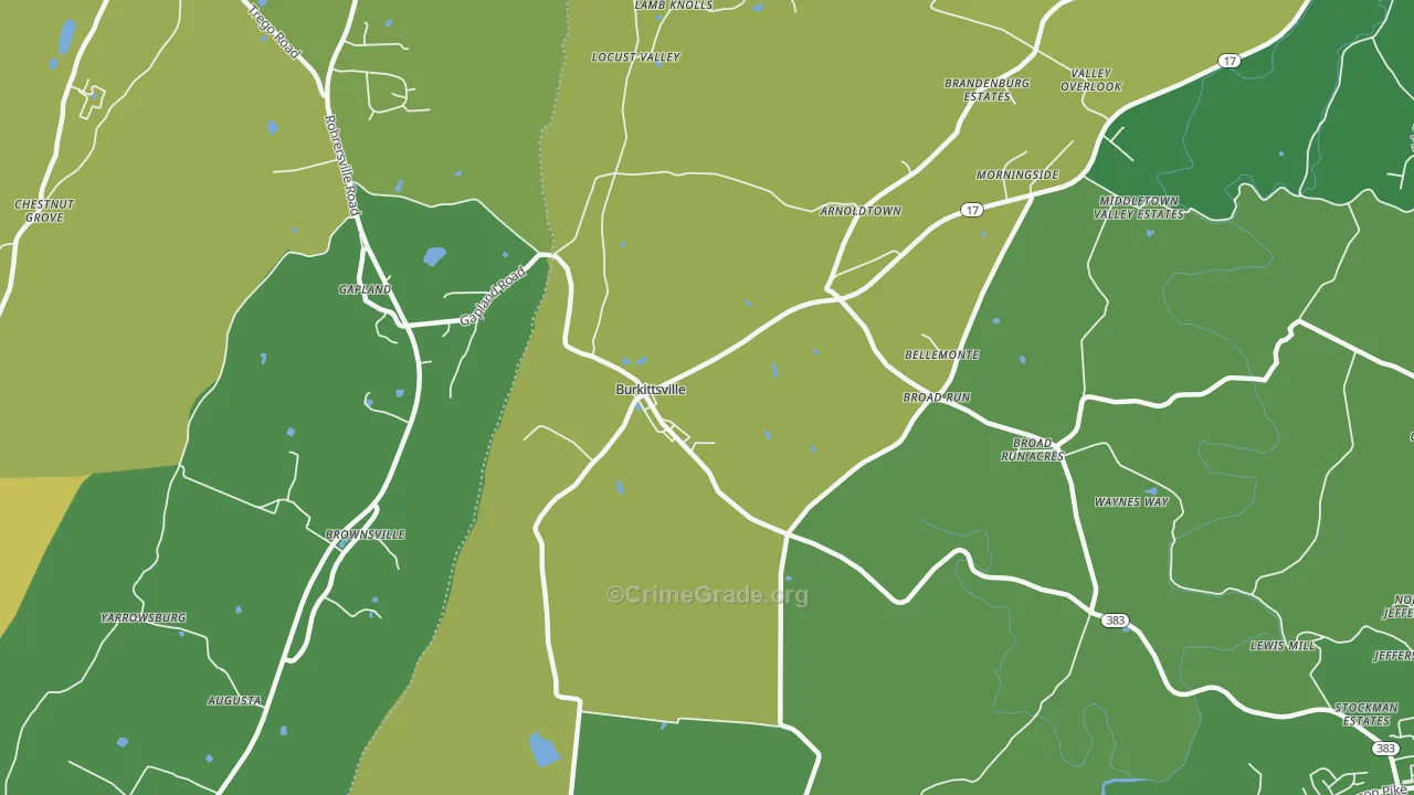 Burkittsville, MD Map of Robbery Rates