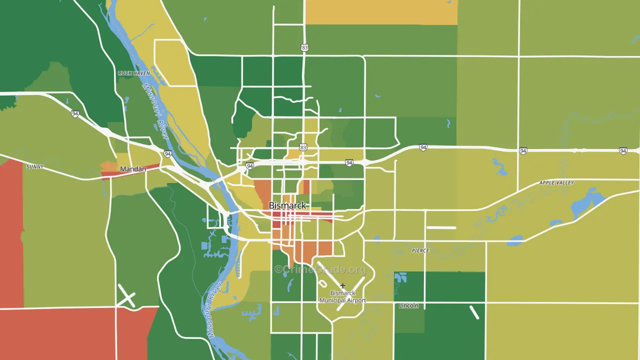 Burleigh County, ND Map of Robbery Rates