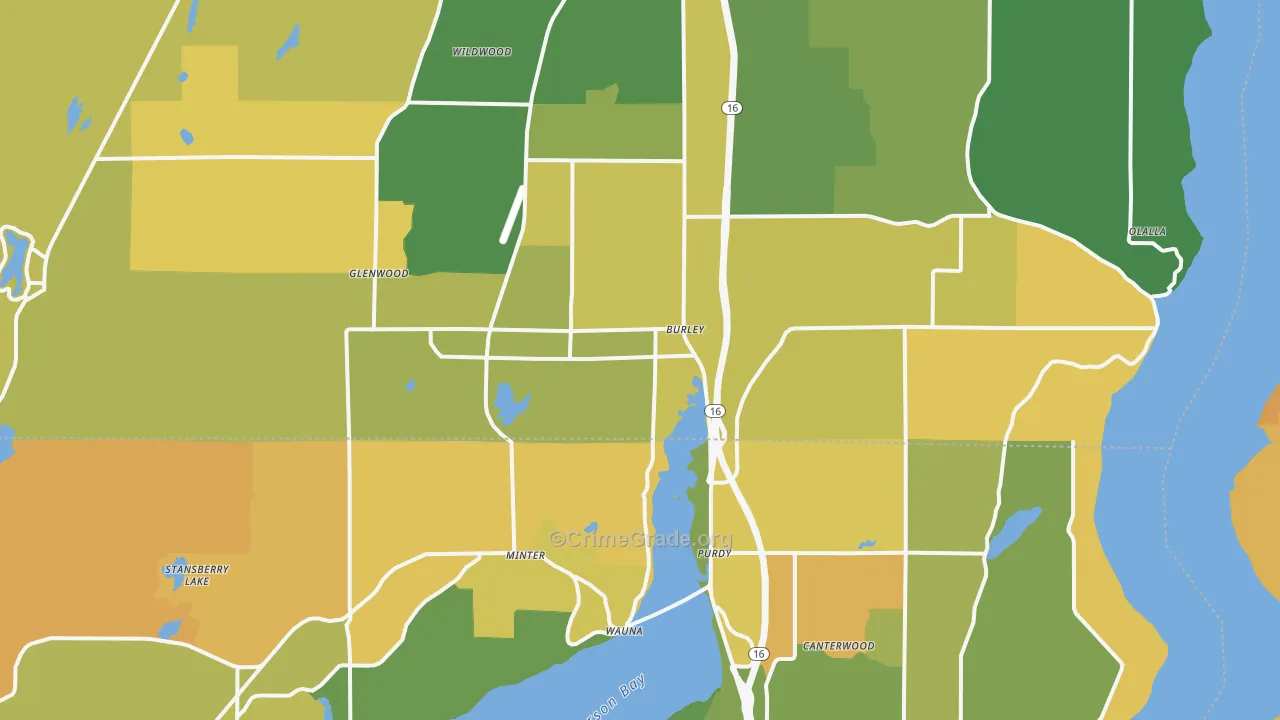 Burley, WA Map of Robbery Rates