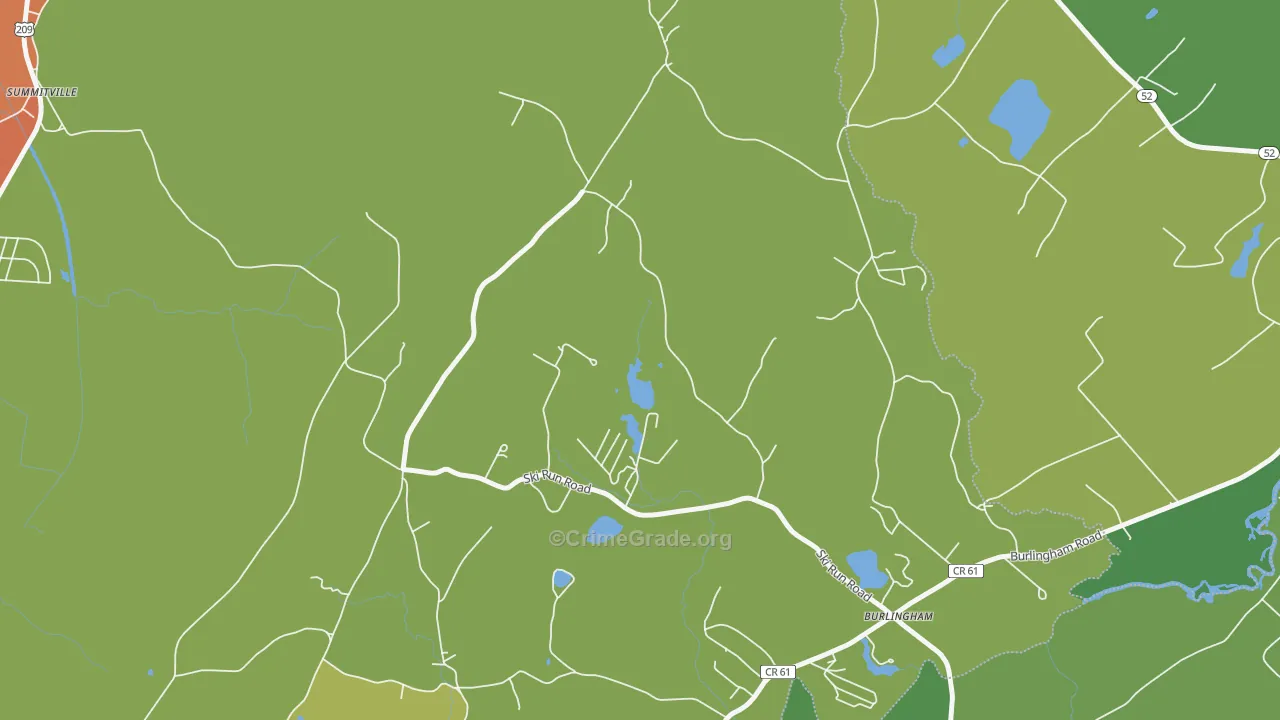 Burlingham, NY Map of Robbery Rates