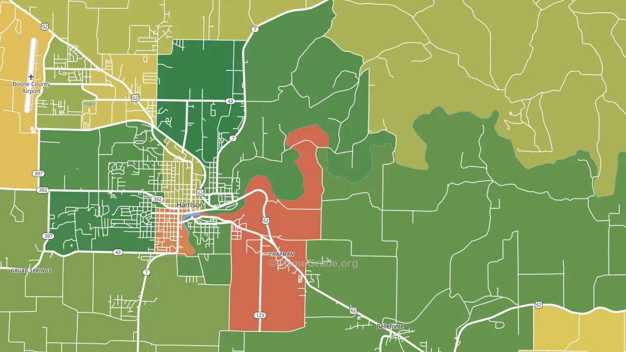 Burlington, AR Map of Robbery Rates