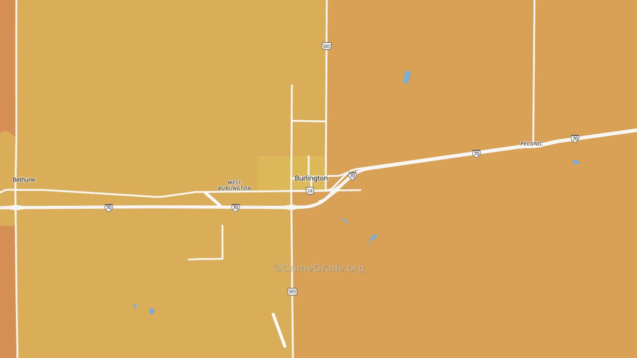 Burlington, CO Map of Robbery Rates