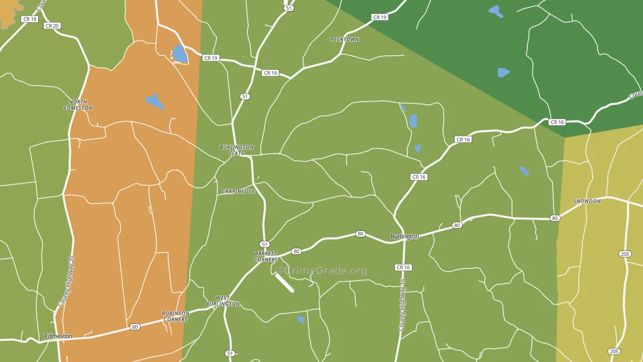 Burlington Flats, NY Map of Robbery Rates