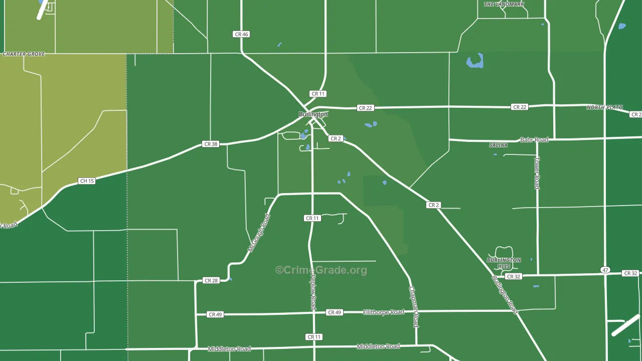 Burlington, IL Map of Robbery Rates