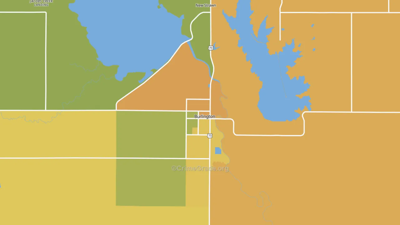 Burlington, KS Map of Robbery Rates