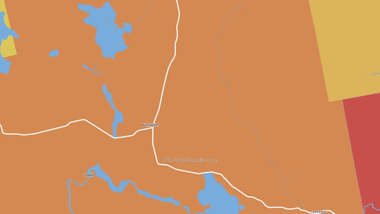 Burlington, ME Map of Robbery Rates