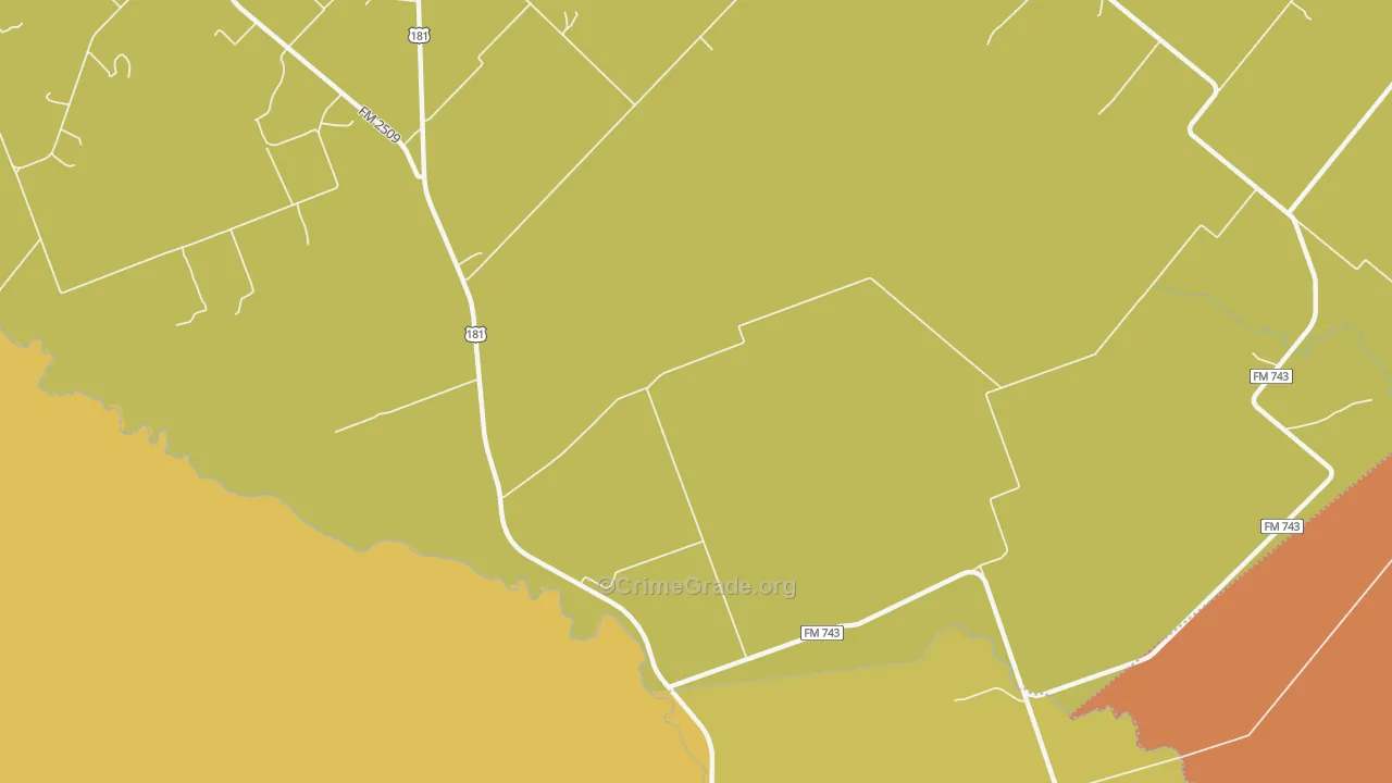 Burnell, TX Map of Robbery Rates