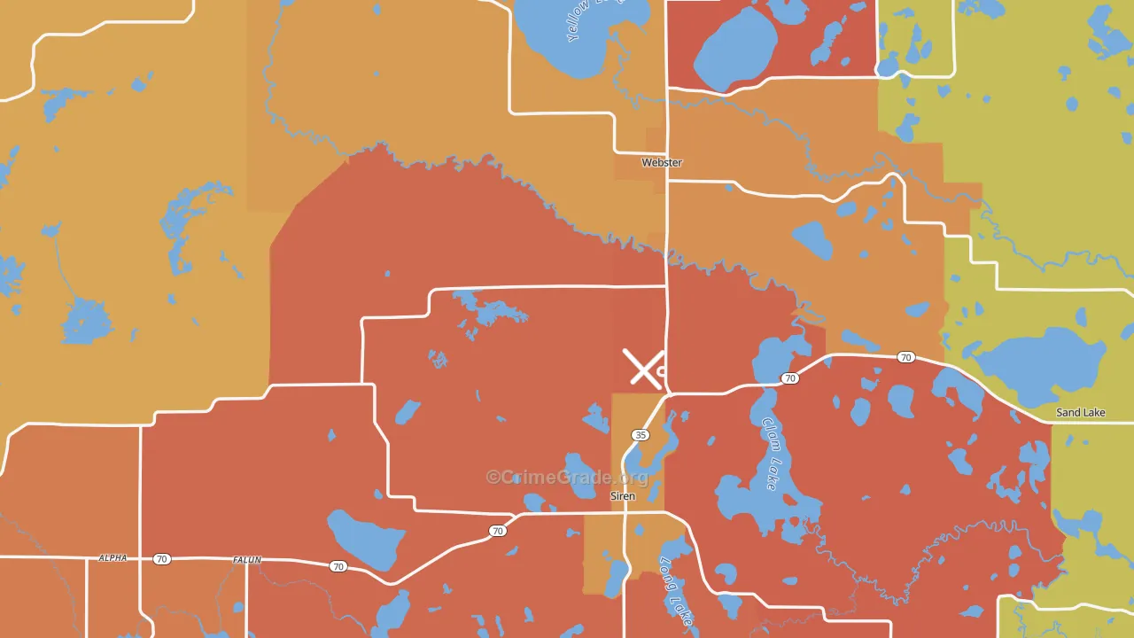 Burnett County, WI Map of Robbery Rates