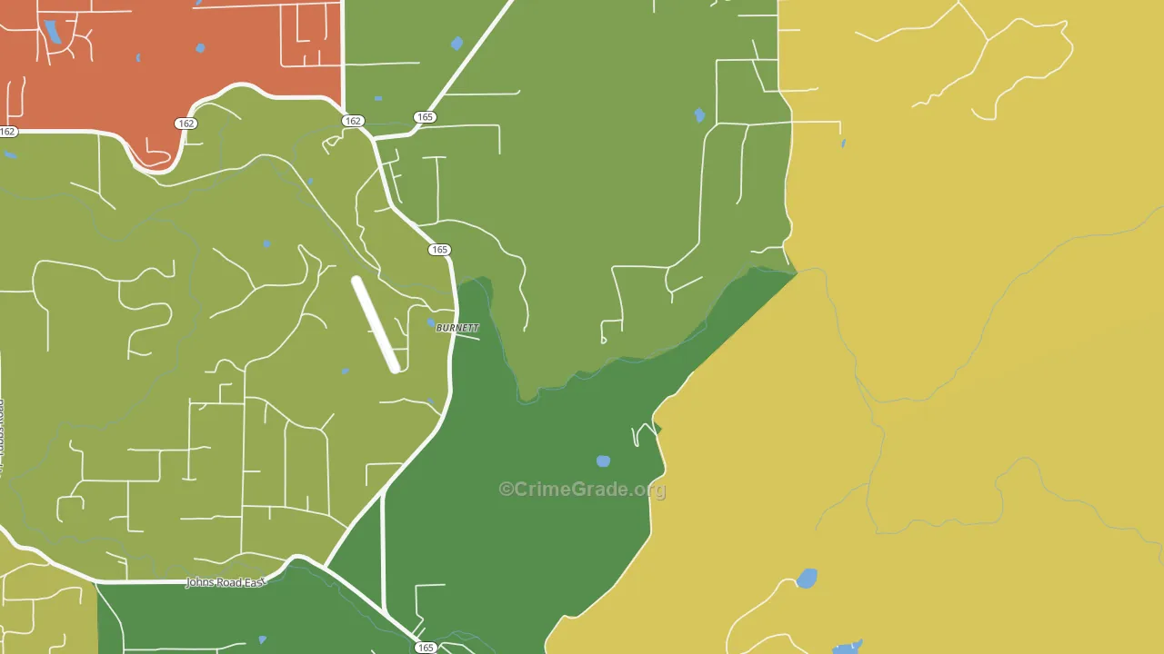 Burnett, WA Map of Robbery Rates