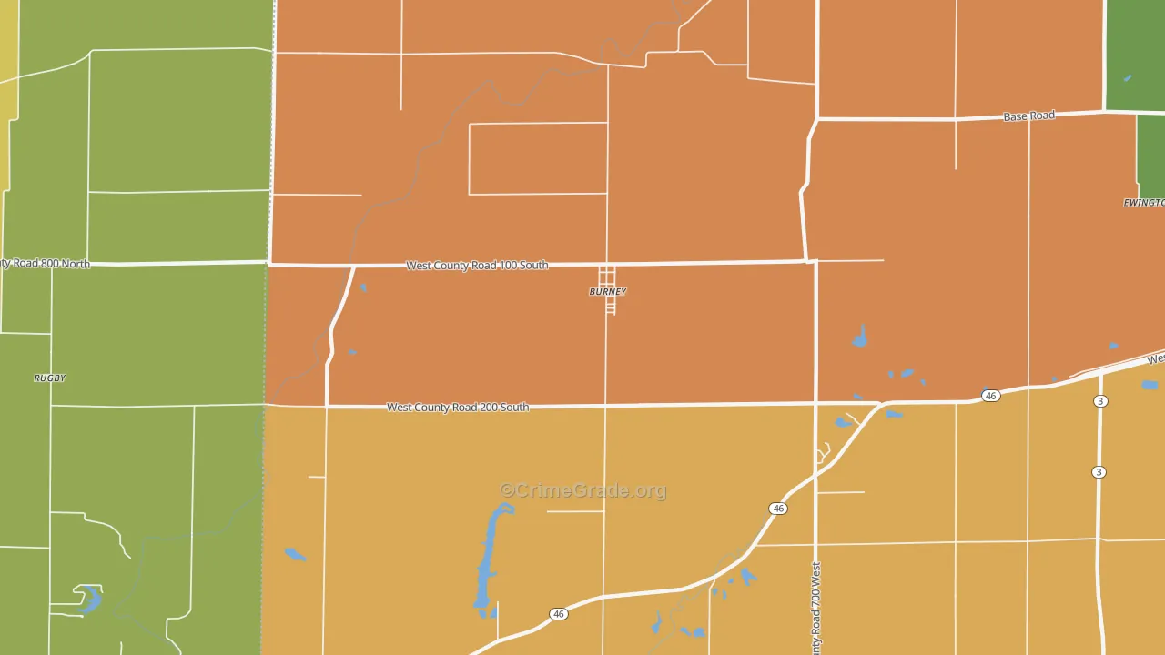 Burney, IN Map of Robbery Rates