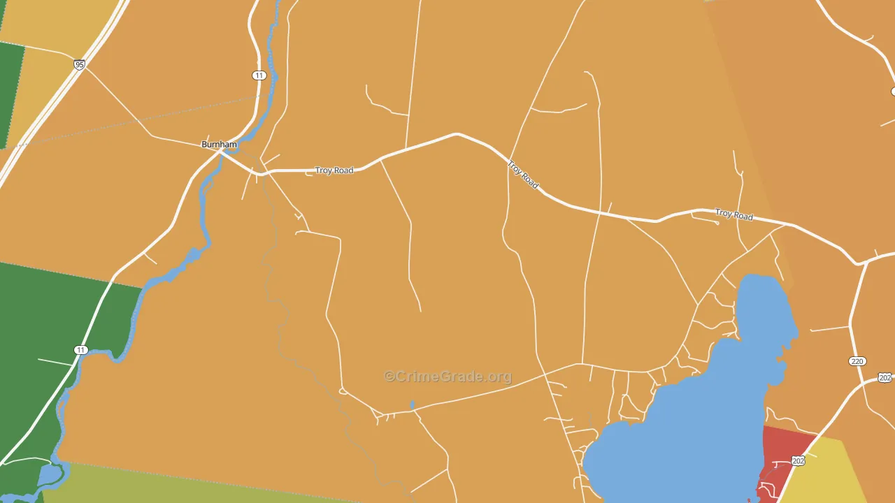 Burnham, ME Map of Robbery Rates