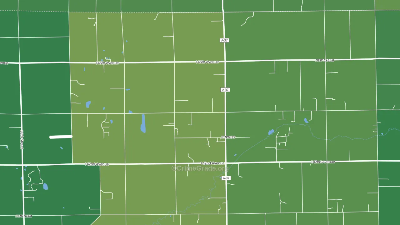 Burnips, MI Map of Robbery Rates