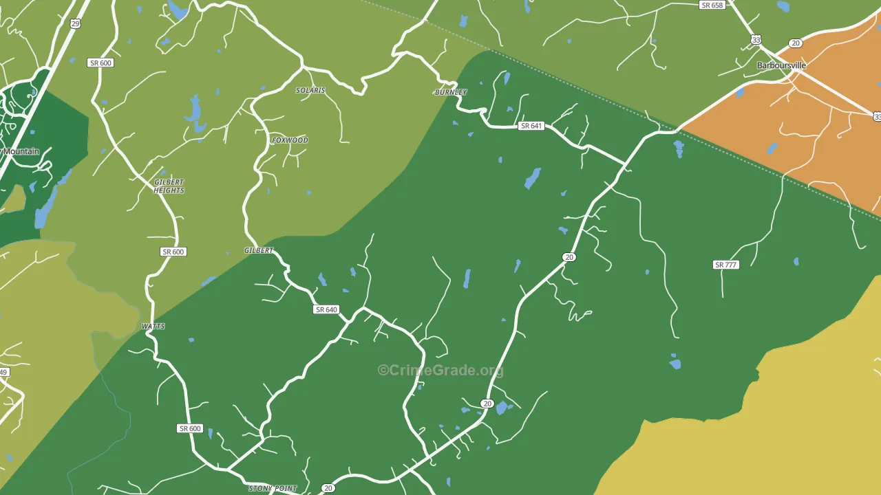 Burnley, VA Map of Robbery Rates