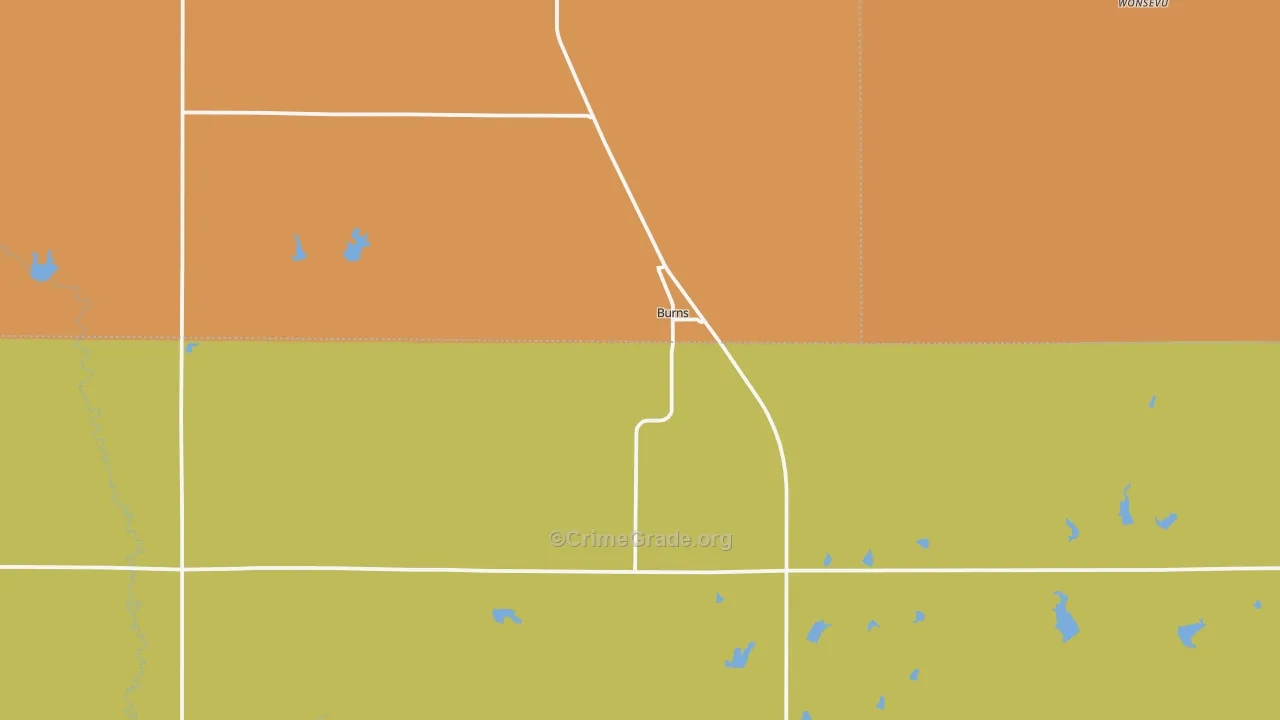 Burns, KS Map of Robbery Rates