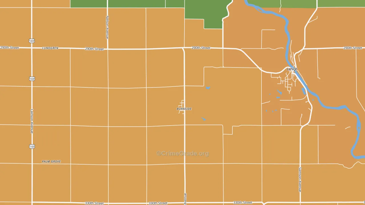Burnside, IA Map of Robbery Rates