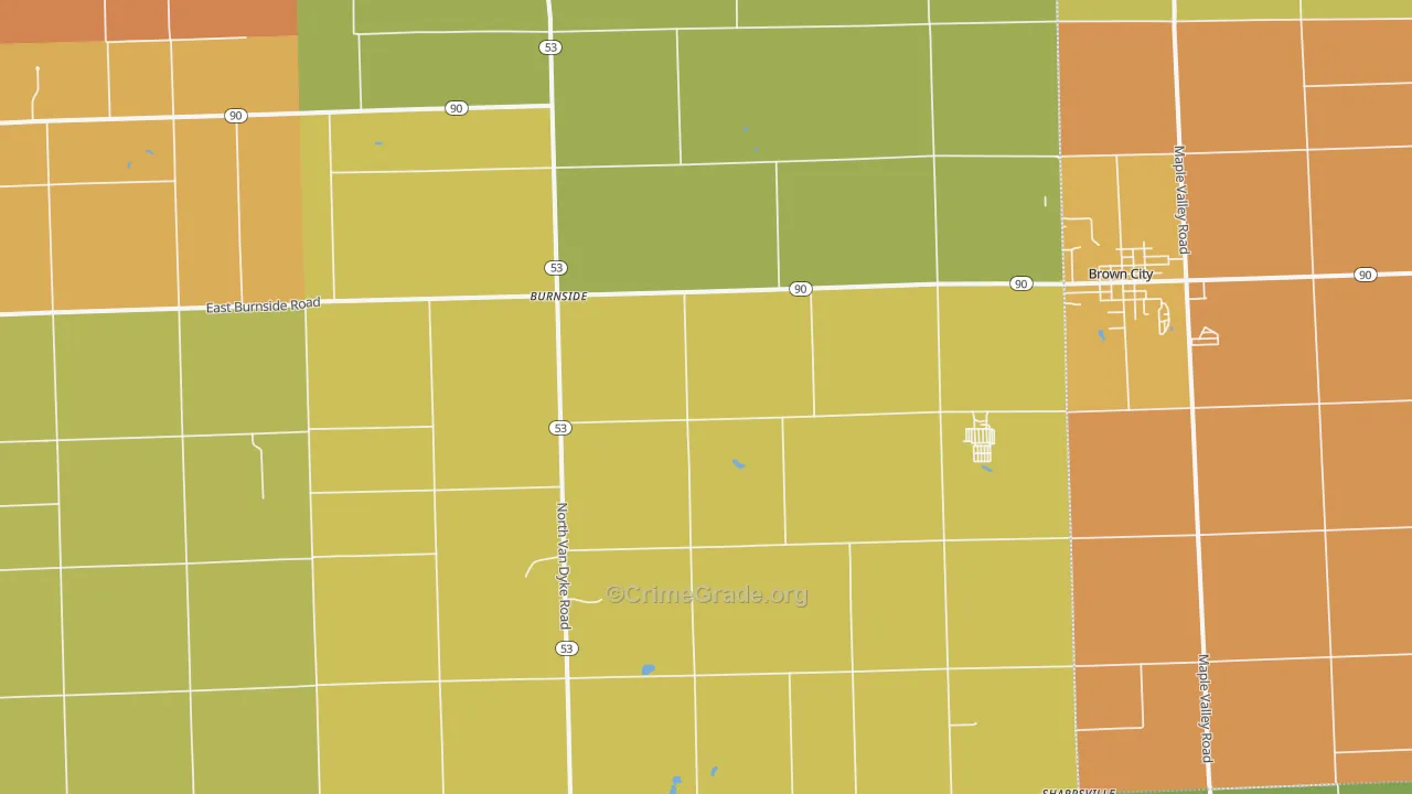 Burnside, MI Map of Robbery Rates