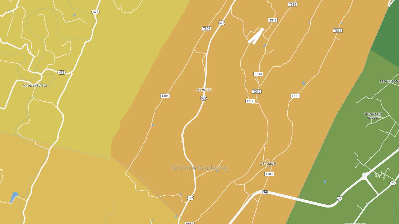 Burnt Cabins, PA Map of Robbery Rates