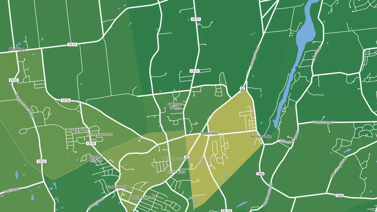 Burnt Hills, NY Map of Robbery Rates