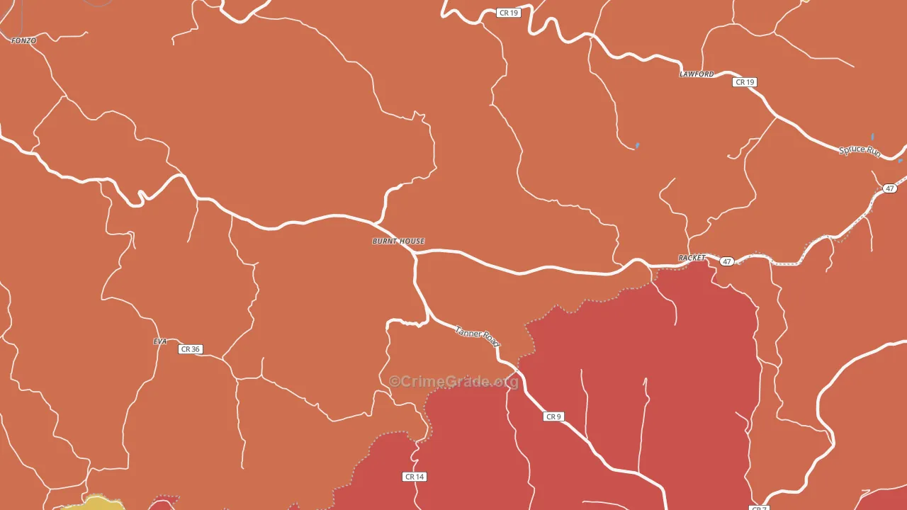 Burnt House, WV Map of Robbery Rates