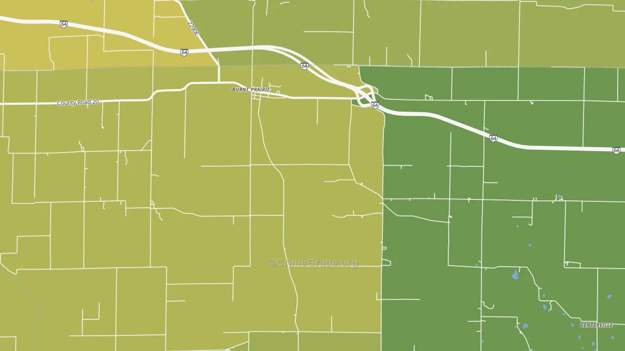 Burnt Prairie, IL Map of Robbery Rates