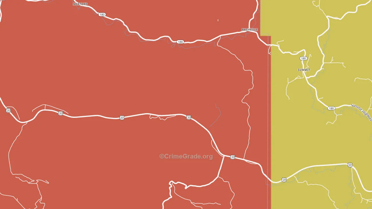 Burnt Woods, OR Map of Robbery Rates