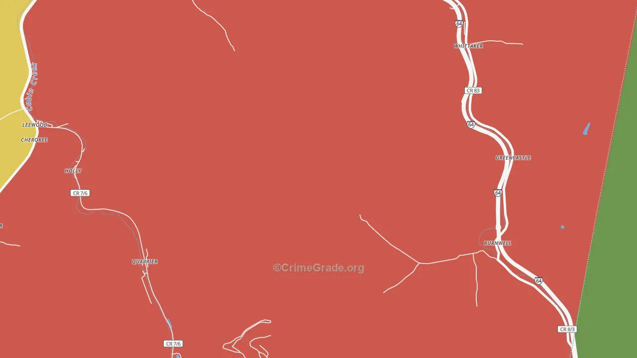 Burnwell, WV Map of Robbery Rates
