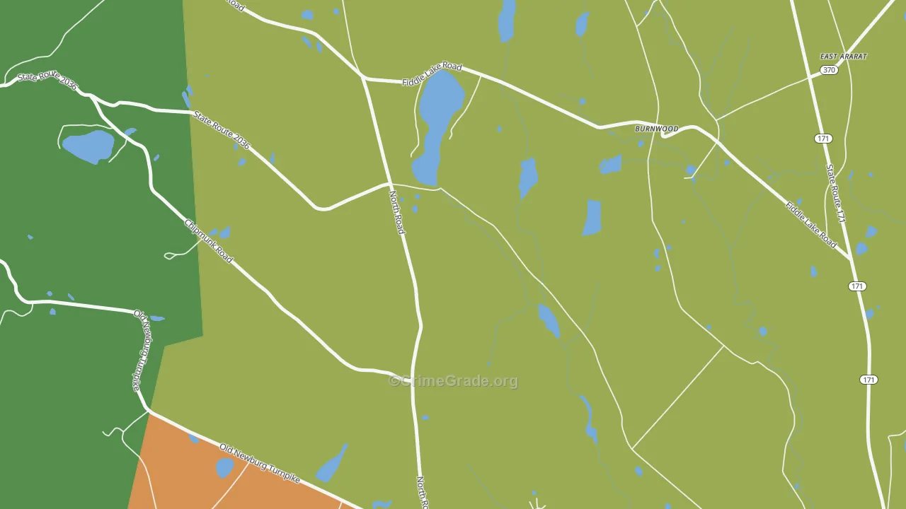 Burnwood, PA Map of Robbery Rates